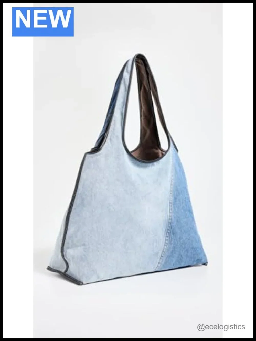 Denim Market Tote with Zip Pouch, Medium Weight Cotton Blend
